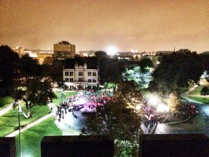 Students gathered in Founder’s Circle Wednesday night for friendly competitions, student group performances and student athlete show- cases to open Homecoming Week.