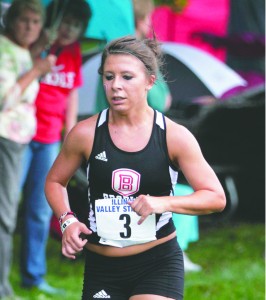Senior runner Caitlin Busch won the 5K at the MVC Championships last weekend.