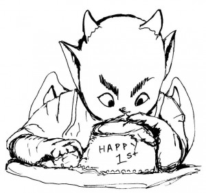 “Kaboom!, use your manners...and a fork.”