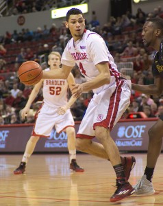 Senior forward Auston Barnes tallied 13 points against the Bulldogs. Photo by Dan Smith