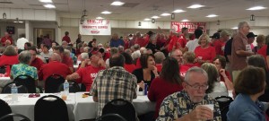 First year men’s basketball head coach Brian Wardle introduces his team at the Itoo Spaghetti Supper on Thursday. Photo by Chris Kwiecinski.