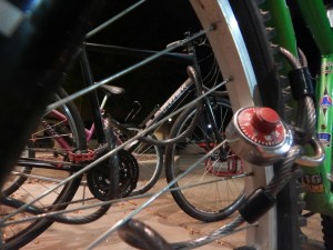 Several reports of stolen bicycles on campus have led to the Bradley University Police Department releas- ing notices for students to take bicycle safety precautions. Photo by Kristin Kreher.