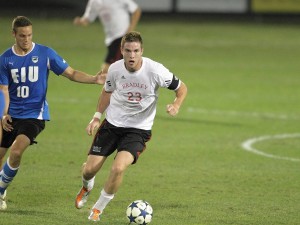Bryan Gaul attacks during a game against EIU in 2011. He ranks fourth all time in goals scored with 31 tallies. Photo via bradleybraves.com.