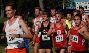 Senior Cole Dill (number 378) competes in the Bradley Invitational on Sept. 25. Dill finished 15th. Photo by Chris Kwiecinski.