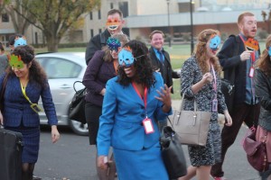 Students from over 41 speech teams from around the country gather for the "Jurassic World" themed Nor- ton Speech Tournament, named after Laurence Norton, a professor who taught at Bradley from 1948-73. Photo provided by Bradley University Speech Team