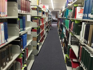 The Cullom-Davis Library has a large collection of reference books, but some bookshelves on the second floor remain empty. Photo by Anna Foley.