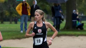 Senior Lauren Cunningham was a top performer for the Braves at Notre Dame, finishing ninth overall. Photo via bradleybraves.com.