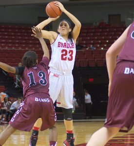 Senior Leti Lerma scored 16 points and recorded 11 rebounds in the team’s only exhibition game. photo via Scout Archives