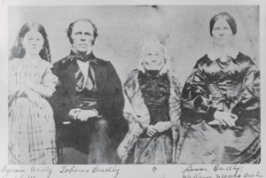 left to right: Lydia and Tobias’ daughter Laura, Tobias, Lydia’s mother Jenny Glasscock and Lydia Moss Bradley. photo by Special Collections, Bradley University Library