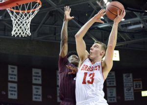 Sophomore Luuk van Bree racked up a team high 17 points in Wednesdays 77-68 win over Missouri State. photo by Justin Limoges