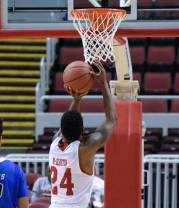 Junior Jojo McGlaston led the Braves with 15 points against Northern Iowa Wednesday. photo by Justin Limoges
