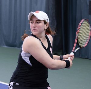 Senior Arielle Dechter now holds the Bradley career record for singles and doubles wins. ￼photo by Justin Limoge