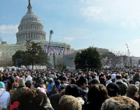 Junior English major Ben Koch waited for six hours before being allowed entrance into the national mall. Koch attended the inauguration of President Barack Obama and spent 10 days in Washington, D.C., for a seminar. Photo by Ben Koch