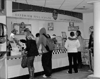 Students wait in line at Mill Street Sandwiches, which replaced Blimpie in the Michel Student Center. The idea for a new restaurant came from low student satisfaction with Blimpie, and it was brought to attention by Student Senate and the Association of Residence Halls. Photo by Megan Loos