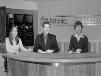 Midstate Magazine news anchors (from left), freshman electronic media major Courtney Shattuck, junior electronic media major Cody Brutlag and junior journalism major Jen French.