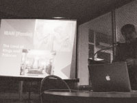 Ali Zohoori, communications professor, speaks about Iran , his native country, last week. His lecture was the first of a series Student Senate’s Diversity Affairs Committee plans to host. Photo by Megan Swanson