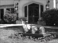 The “Reclining Women” sculpture sits in front of the Hartmann Center. The sculptures around campus help distinguish Bradley. Photo by Megan Loos