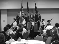 The Peoria Central High School ROTC Color Guard presents the flag on Constitution Day. Photo by Megan Loos