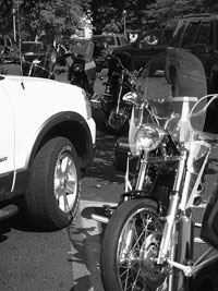 Motorcyclists park their bike near Founder’s Circle. Photo by Megan Loos