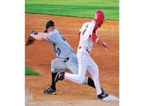 The Braves came up just short in their home series against the Bluejays of Creighton University. The Braves lost two of three games at O’Brien Field. Photo by Adam Moulton