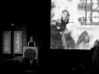 University President Joanne Glasser speaks to the audience at a gala this summer. The galas go hand in hand with the Campaign for a Bradley Renaissance, which is funding new construction, among other things, on campus. Photo courtesy of Bradley University