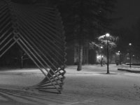The snow-covered quad won’t be replaced by green grass anytime soon. Cold weather is set to continue through March and be followed by a mild April. Photo by Adam Moulton