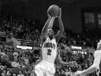 Senior Dodie Dunson goes up for a shot during a game last season. He helped the team acquire multiple wins on their trip to Brazil. Players said the trip brought them together in a way regular season cannot. Courtesy of BradleyBraves.com