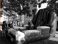 Students jump on an inflatable Velcro wall at the Panhellenic and Interfraternity fall carnival. The carnival was the first of its kind and took place on the off weekend of sorority recruitment. Photo by Adam Moulton