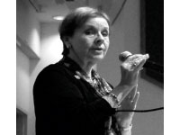 Marion Blumenthal Lazan speaks to students on Monday afternoon about her experience in the Holocaust. Lazan graduated from Bradley in 1957. Photo by Adam Moulton
