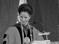 University President Joanne Glasser speaks at the 113th Founder’s Day Convocation on Thursday. Photo by Adam Moulton
