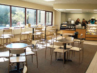 The empty Cullom-Davis Library cafe, one day before its grand opening. The idea for a cafe was created by the Library Student Advisory Committee last year as part of a response to low rankings in the Princeton Review. University President Joanne Glasser announced at the grand opening that a contest would be held to name the cafe. Photo by Megan Loos