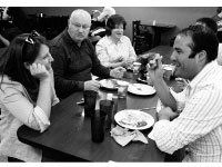 A family enjoys brunch Sunday in the Geistert Cafeteria during Parents’ Weekend. Other activities included a bean bags tournament and magician. Photo by Megan Loos