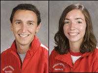 From left:Andrew Wieser, Nicole Benson. “Our goal is to really have our number three to six guys all within a few seconds of each other and as close to the front couple runners as possible. The impact of this pack is huge because they can make or break a cross-country meet. ” -Junior Andrew Wieser